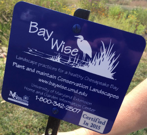 Bay Wise rain garden signw